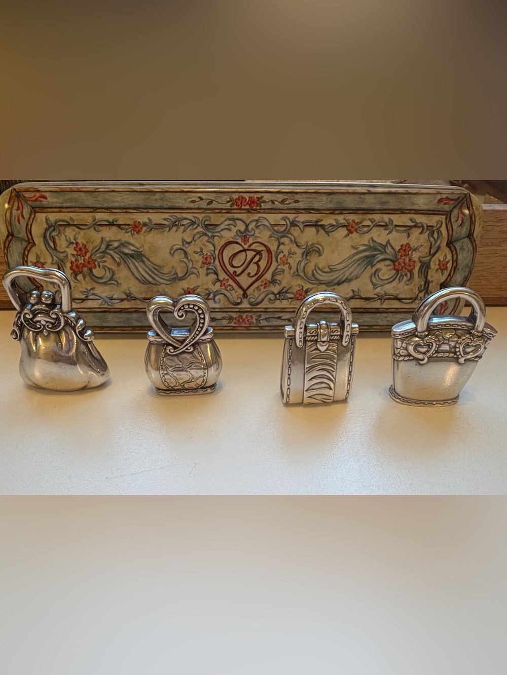 Brighton Silver-Tone Mini Purse Card Holder Figurine Set
